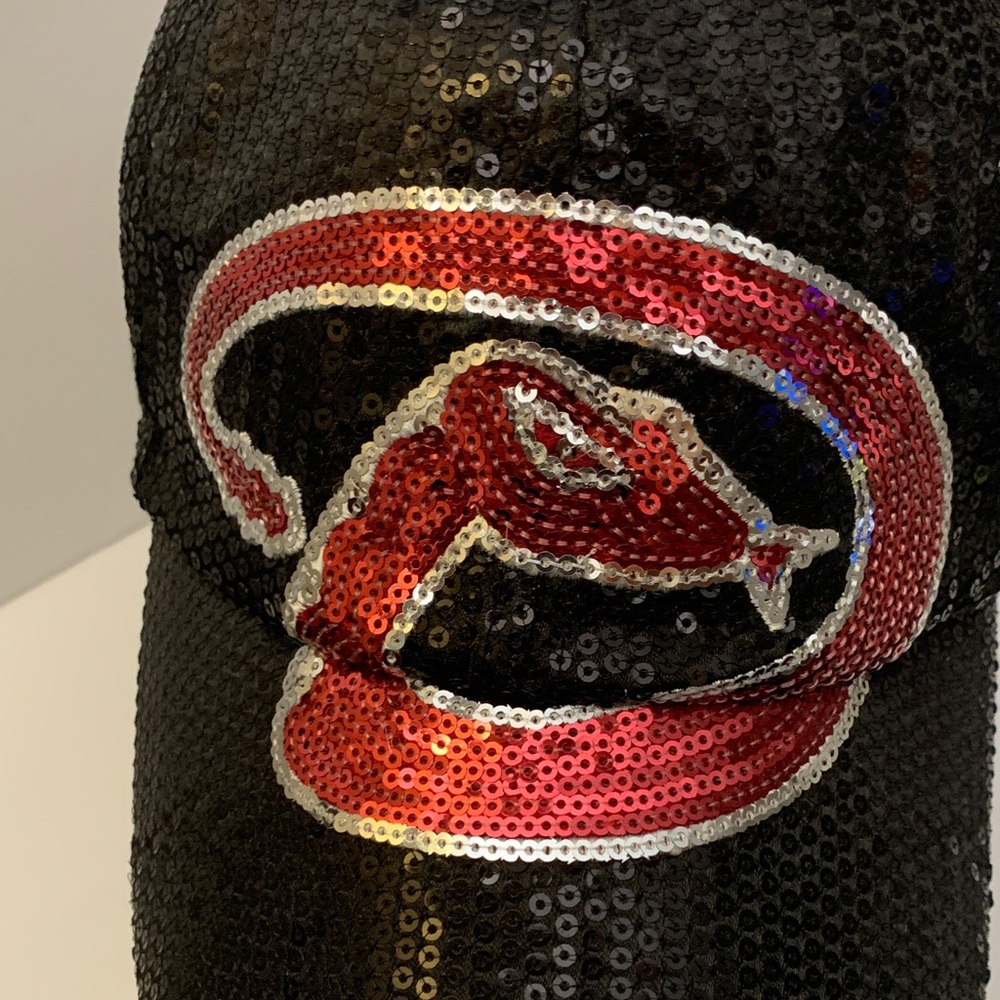 Arizona Diamondbacks 47 Black Cap with Red and Silver Sequins MLB - Picture 3 of 10